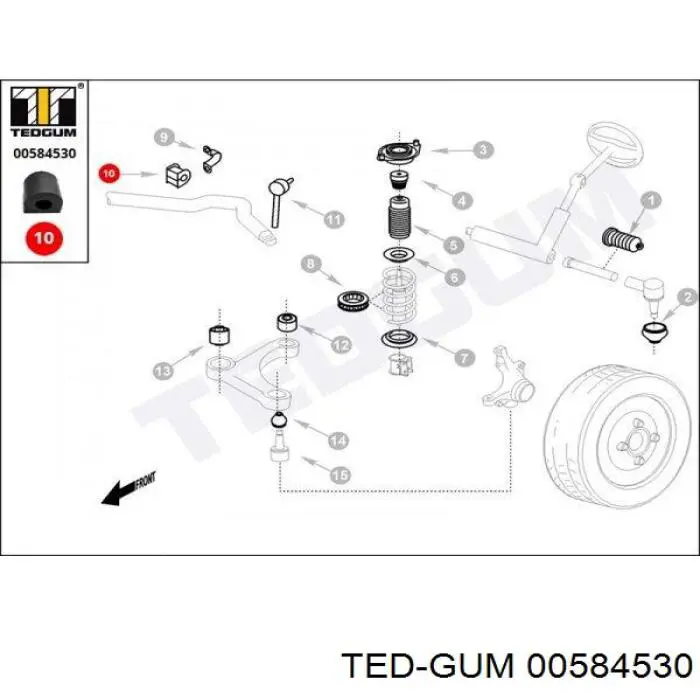 Втулка стабілізатора переднього внутрішня Ted-gum 00584530 ціна, від 1.35 USD