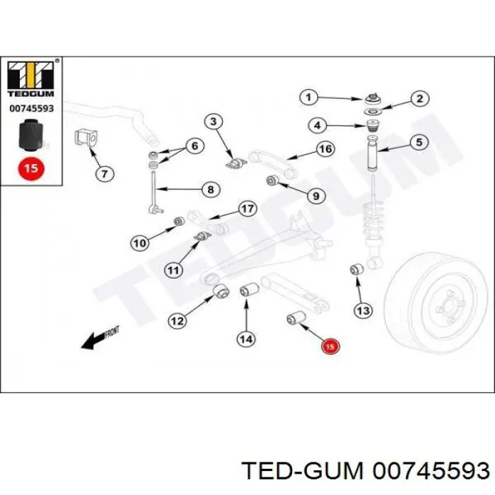 Купити 00745593 Ted-gum Сайлентблок заднього нижнього важеля