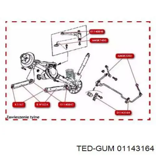 Втулка стабілізатора заднього Ted-gum 01143164 ціна, від 4.67 USD