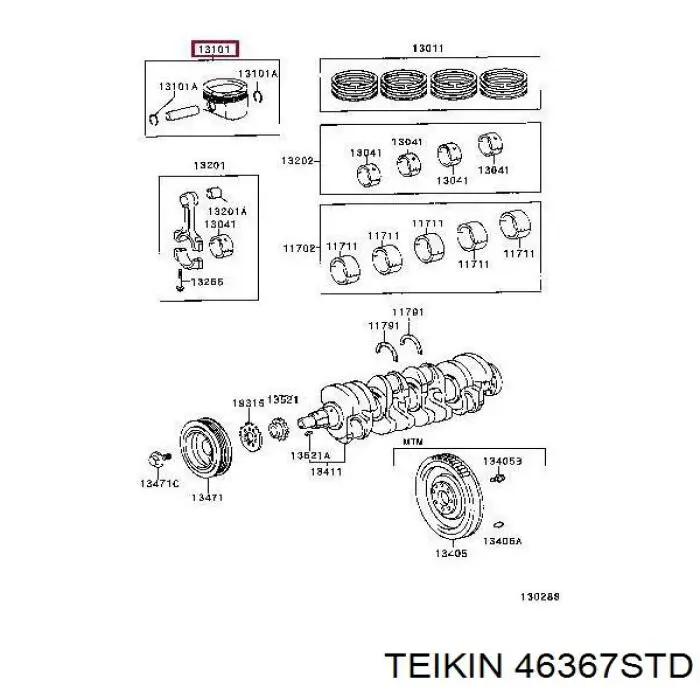 Поршень (комплект на мотор), STD Toyota Avensis (T25) (Тойота Авенсіс)