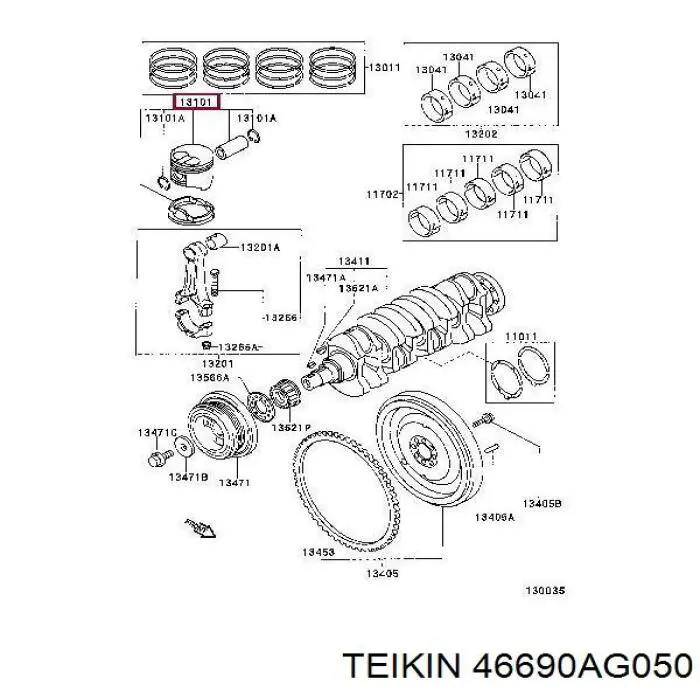 46690AG050 Teikin Поршень (ком-кт на мотор), 2-й ремонт (+0,50)