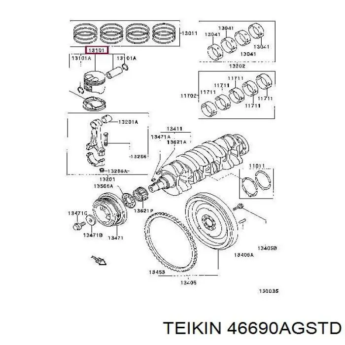 Поршень (комплект на мотор), STD Teikin 46690AGSTD ціна, від 184.29 USD