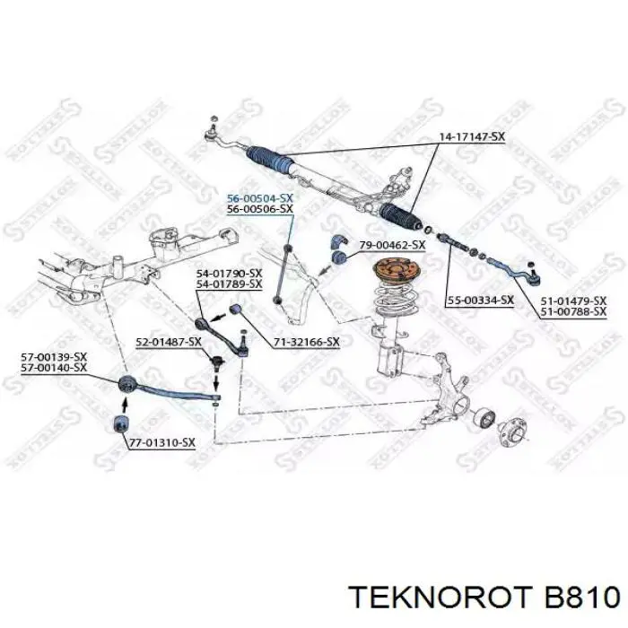 B810 Teknorot Стійка стабілізатора, переднього, ліва