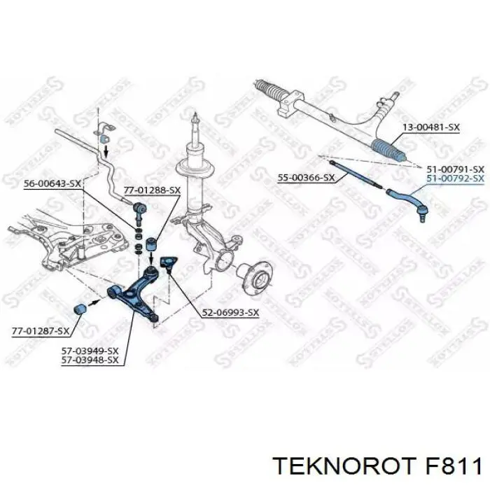 F811 Teknorot Зовнішній наконечник рульової тяги