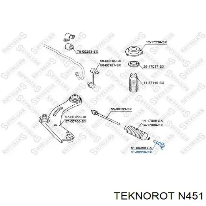 N451 Teknorot накінечник рульової тяги, зовнішній