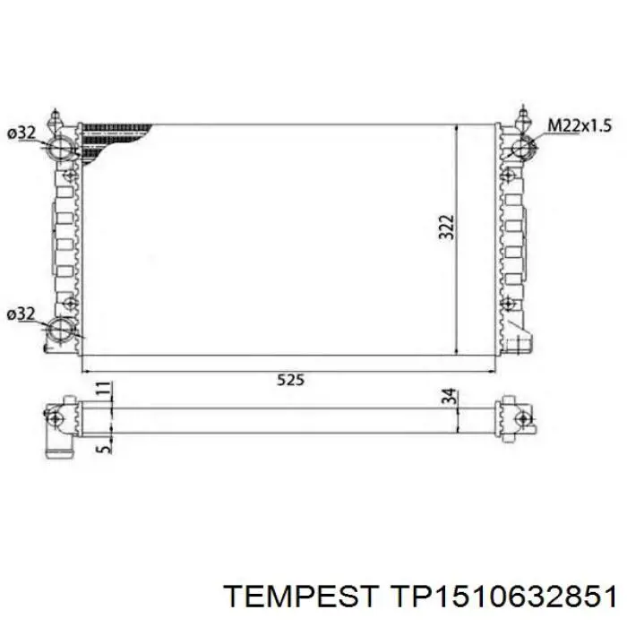 Радіатор основний Tempest TP1510632851 ціна, від 38.73 USD