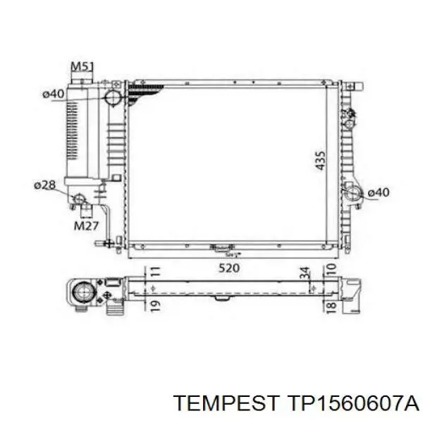 Радіатор охолодження двигуна TP1560607A Tempest