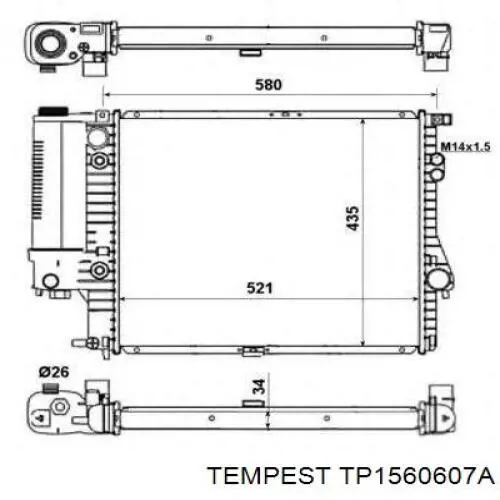 Радіатор основний Tempest TP1560607A ціна, від 84.55 USD