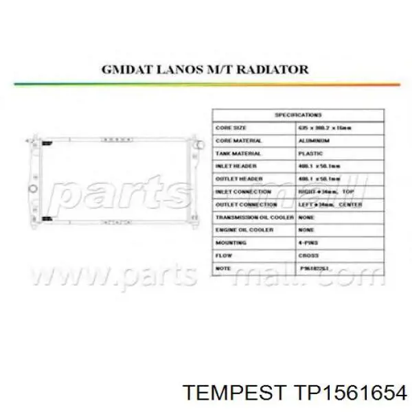 Радіатор основний Tempest TP1561654 ціна, від 44.40 USD