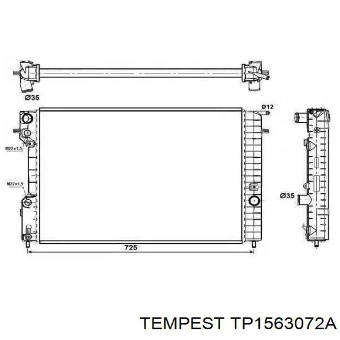 Радіатор основний Tempest TP1563072A ціна, від 64.41 USD