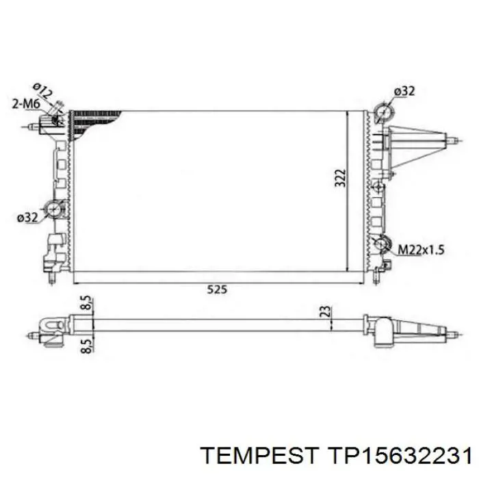 Купити TP15632231 Tempest Радіатор двигуна