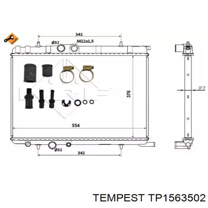 Радіатор основний Tempest TP1563502 ціна, від 45.71 USD