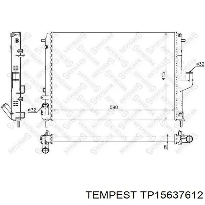 Радіатор основний Tempest TP15637612 ціна, від 43.56 USD