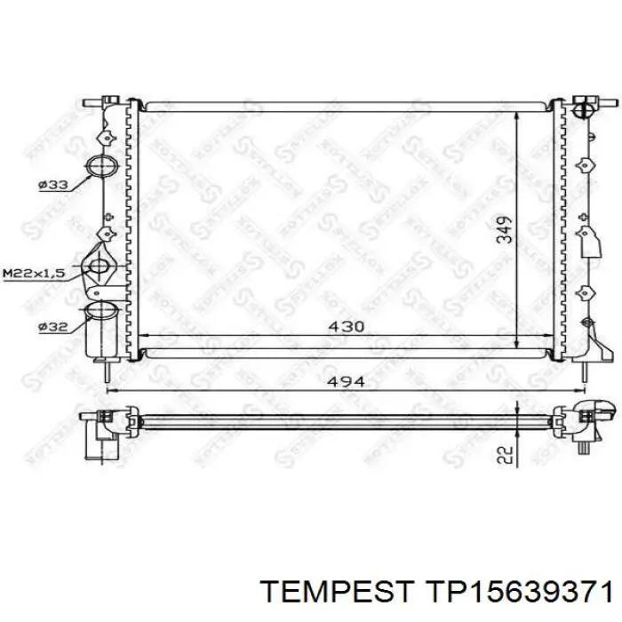 TP15639371 Tempest Радіатор охолодження двигуна