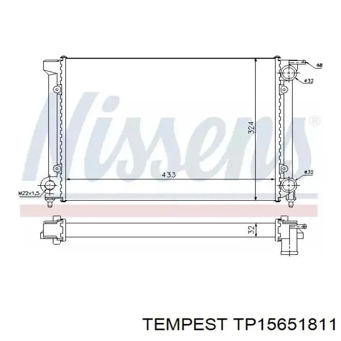 Радіатор основний Tempest TP15651811 ціна, від 33.65 USD