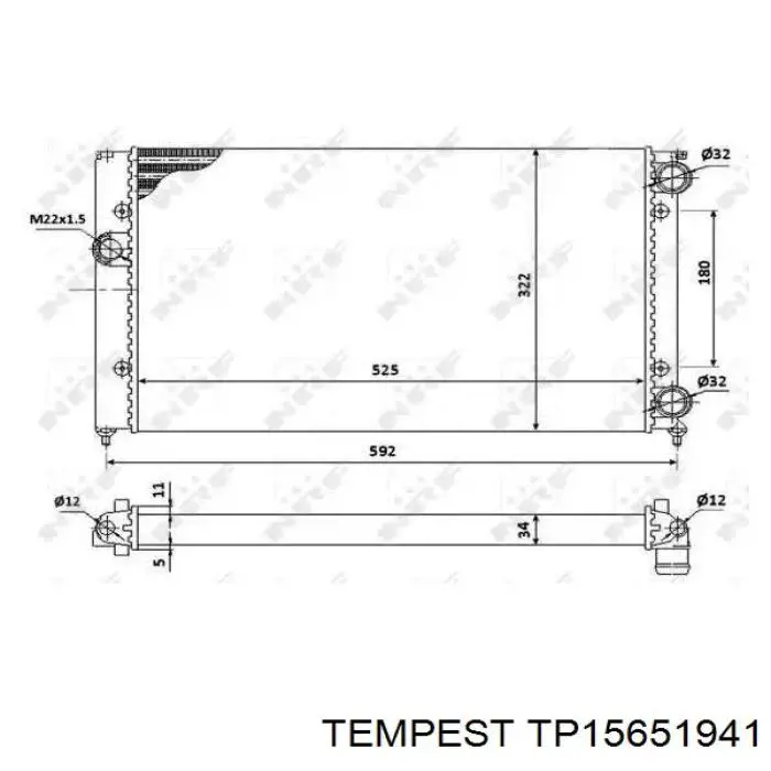 TP15651941 Tempest Радіатор охолодження двигуна