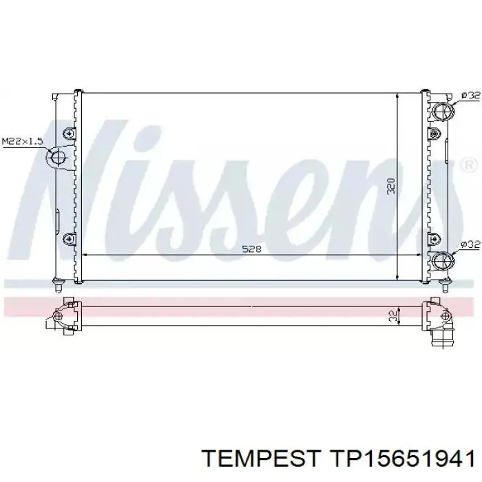 Радіатор основний Tempest TP15651941 ціна, від 33.82 USD