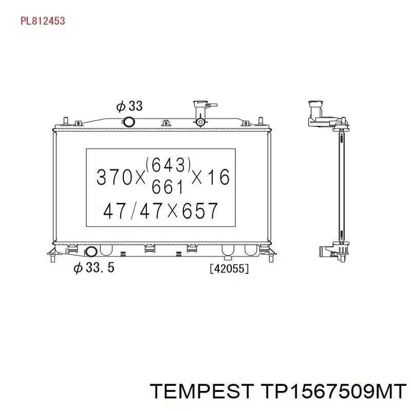 TP1567509MT Tempest Радіатор охолодження двигуна