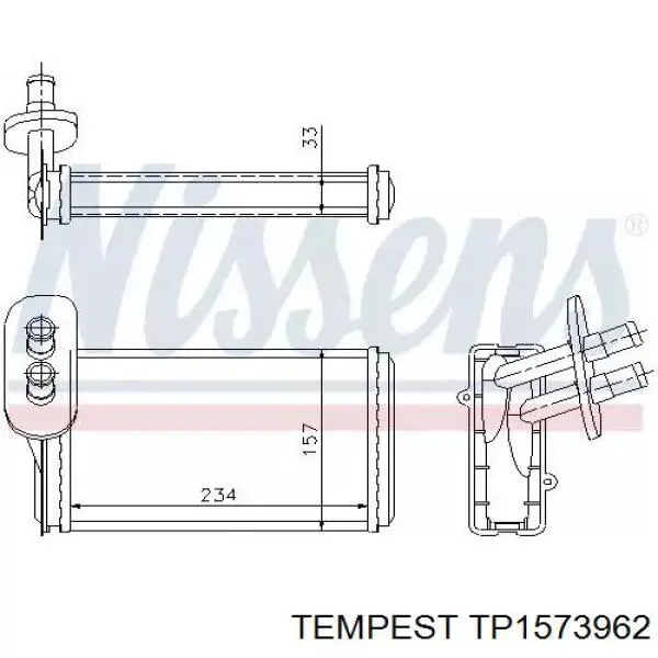 TP1573962 Tempest Радіатор опалювача салону