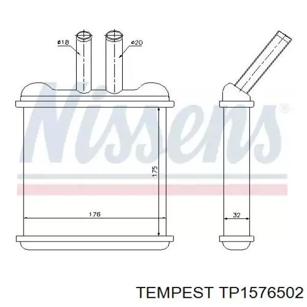 TP1576502 Tempest Радіатор опалювача салону