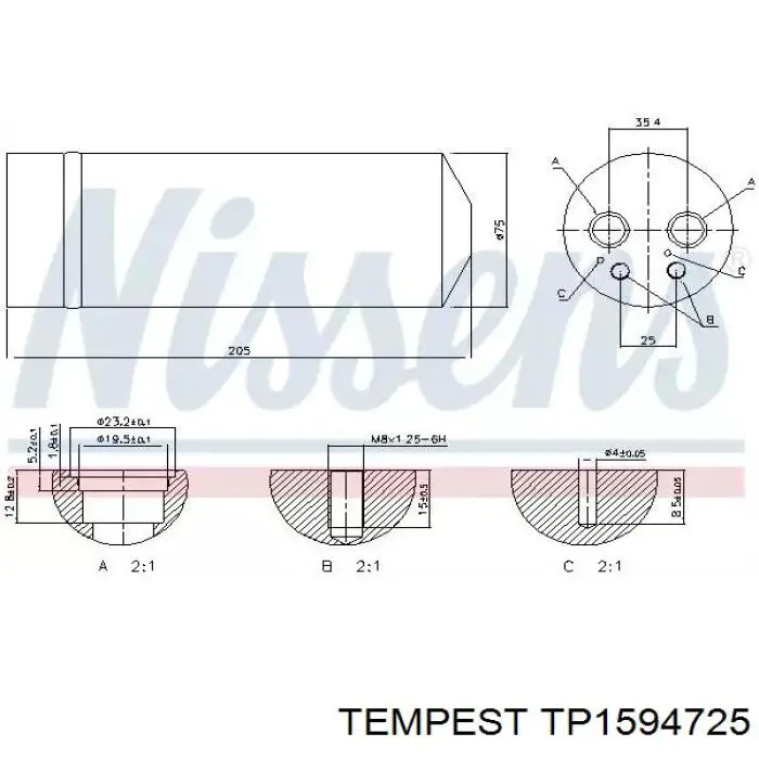 Конденсатор кондиціонера Tempest TP1594725 ціна, від 69.58 USD