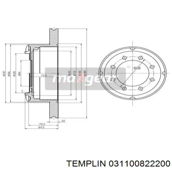 Задні дискові гальма Templin 031100822200 ціна, від 47.07 USD