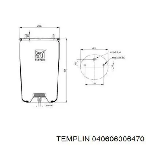 Пневмоподушка/Пневморессора моста Templin 040606006470 ціна, від 73.06 USD