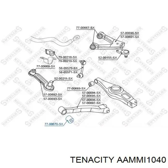 Сайлентблок заднього поздовжнього нижнього важеля Tenacity AAMMI1040 ціна, від 7.44 USD