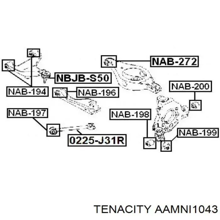Сайлентблок заднього поздовжнього важеля, передній Tenacity AAMNI1043 ціна, від 5.34 USD