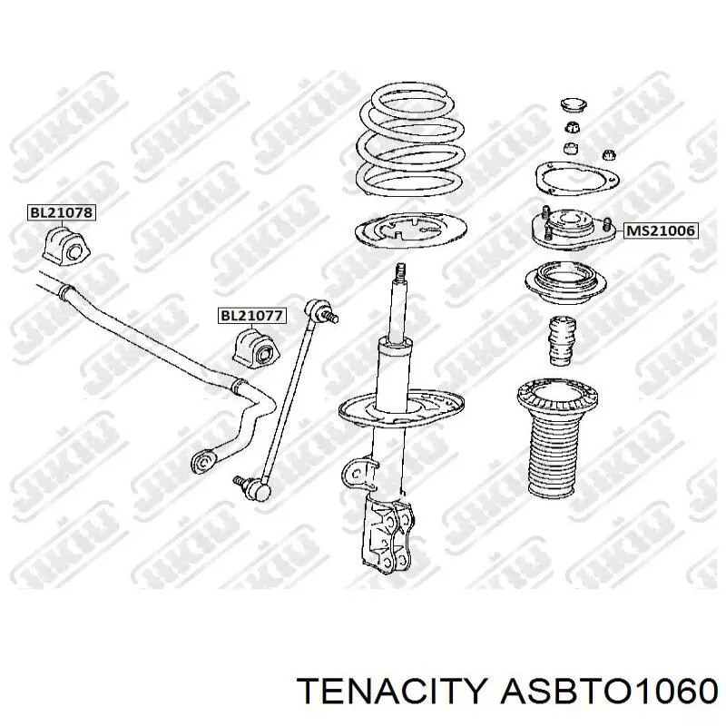 Втулка стабілізатора переднього, права Tenacity ASBTO1060 ціна, від 4.74 USD
