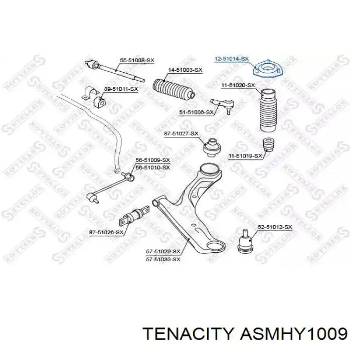 Опора амортизатора переднього ASMHY1009 Tenacity