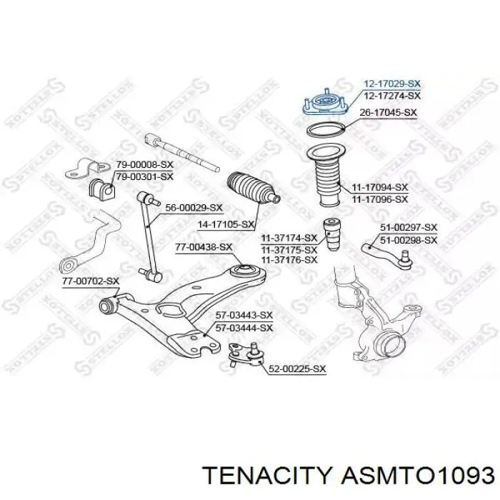Опора стійки амортизатора переднього Tenacity ASMTO1093 ціна, від 13.94 USD