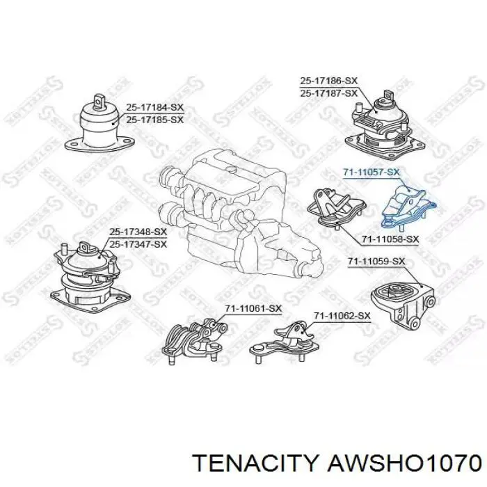 Подушка (опора) двигуна, ліва задня Tenacity AWSHO1070 ціна, від 10.23 USD