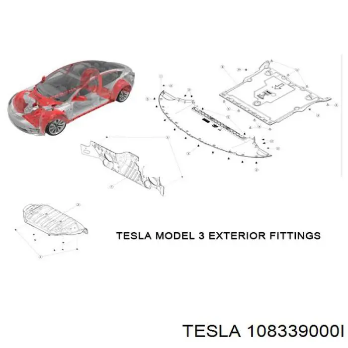 108339000I Tesla Решітка на "торпедо" обдування лобового скла