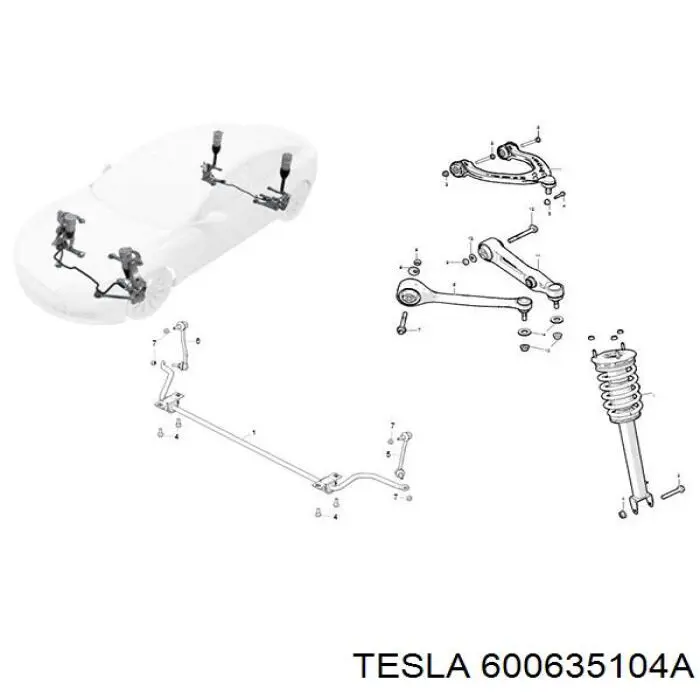 Стойка амортизатора передняя Tesla 600635104A ціна, від 159.73 USD
