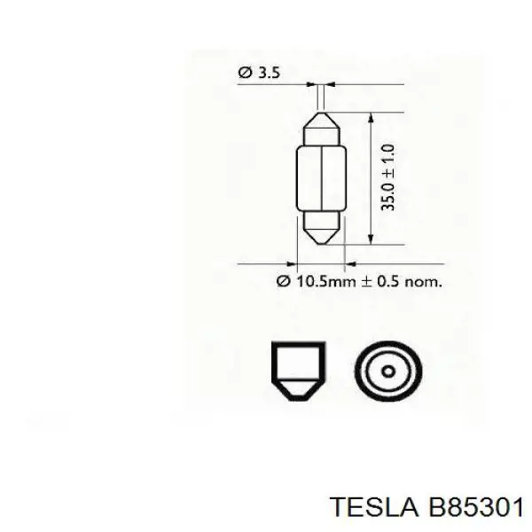 Лампочка плафону освітлення салону/кабіни Tesla B85301 ціна, від 0.45 USD