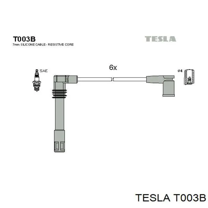 T003B Tesla Проводи високовольтні