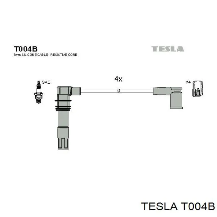 T004B Tesla Проводи високовольтні