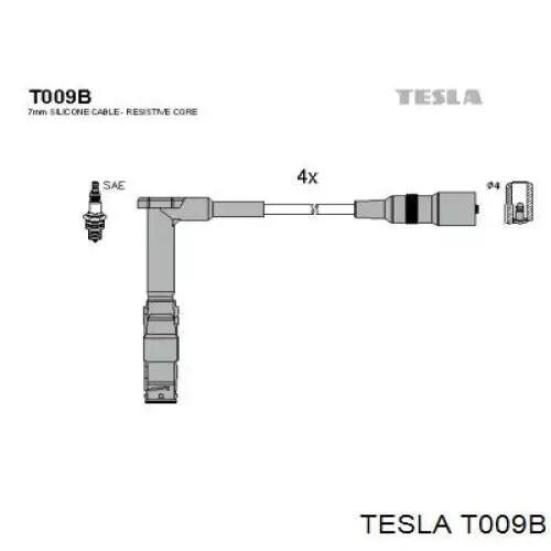 T009B Tesla дріт високовольтні, комплект