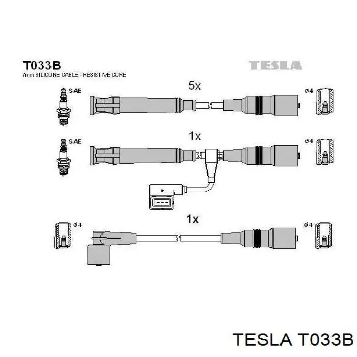 Купити T033B Tesla Провід високовольтні, комплект