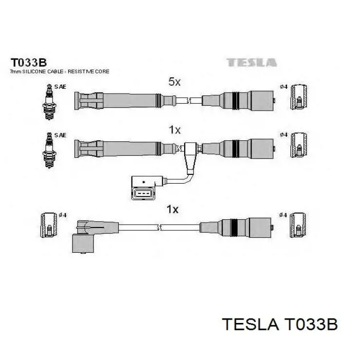 T033B Tesla дріт високовольтні, комплект