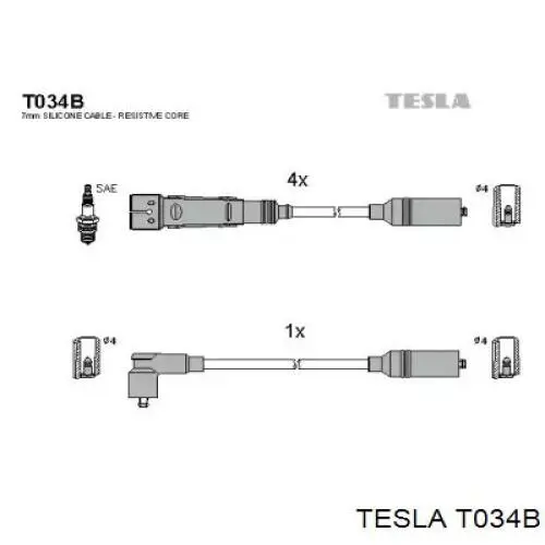 Дроти запалювання Tesla T034B ціна, від 45.35 USD