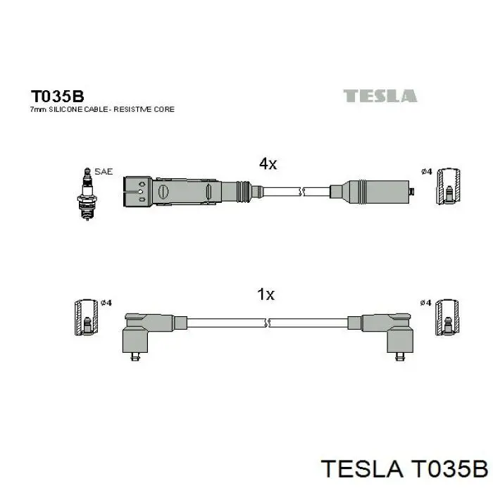 T035B Tesla Проводи високовольтні