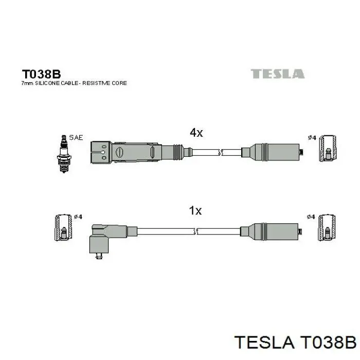 Дроти запалювання Tesla T038B ціна, від 23.08 USD