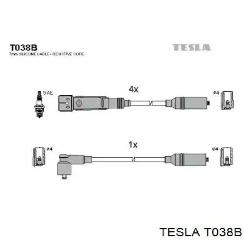 T038B Tesla дріт високовольтні, комплект
