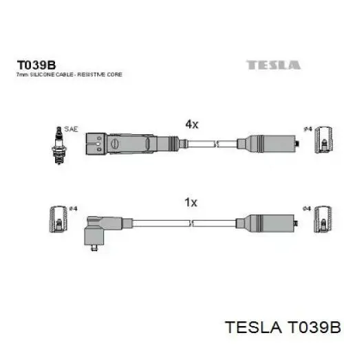 T039B Tesla Проводи високовольтні