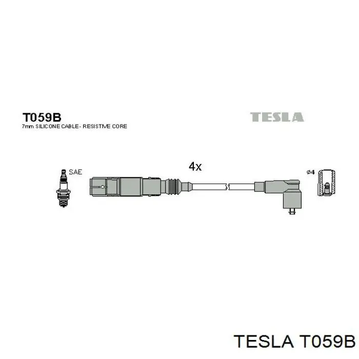 Високовольтні дроти T059B Tesla