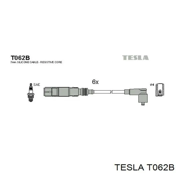 Дроти запалювання Tesla T062B ціна, від 39.36 USD