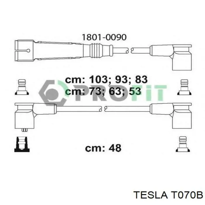 T070B Tesla дріт високовольтні, комплект