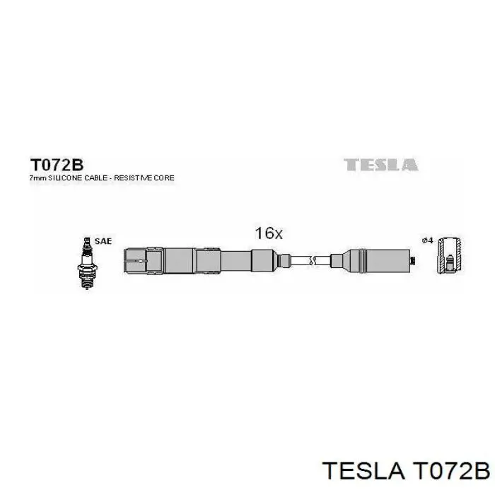 Купити T072B Tesla Провід високовольтні, комплект